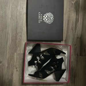Vince Camuto black lace heels - worn once!